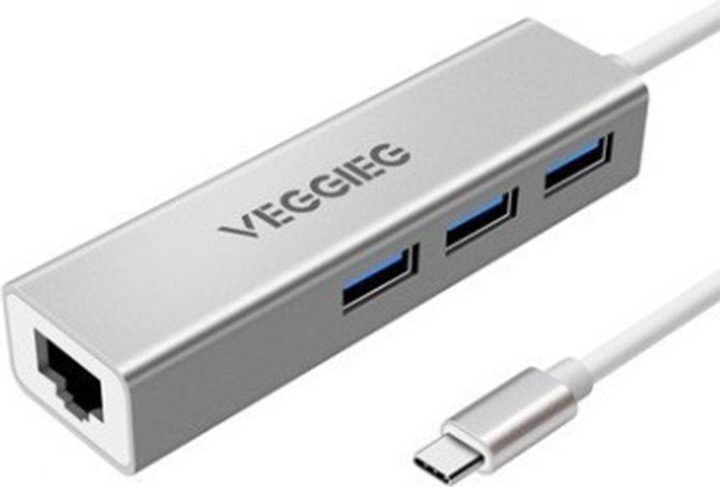 INF Type-C zu Gigabit Ethernet Adapter mit 3-Port USB Hub - Schnelle Datenübertragung