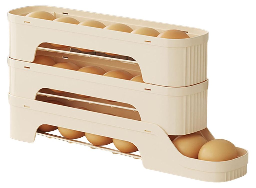 Eier-Aufbewahrungsbox, Kühlschrank-Organizer, große Kapazität, 4 Ebenen, platzsparend, automatisch rollender Kühlschrank-Eier-Organizer, Eiersp...