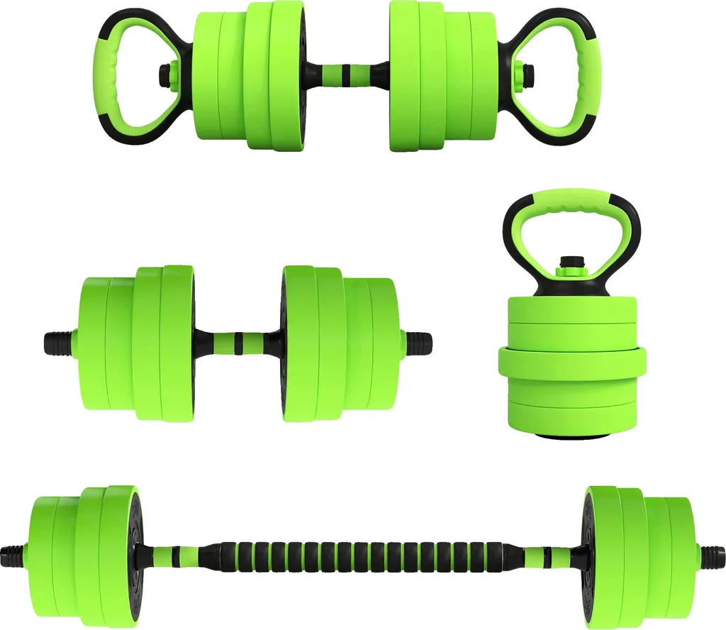 Kit d'haltères courts ajustables et polyvalents, équipement fitness vert