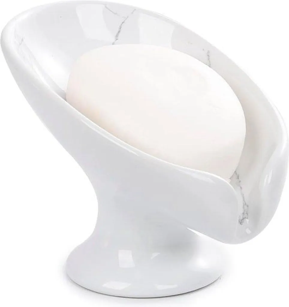 Porte-savon feuille céramique pour éviter le savon mou - Design Gris