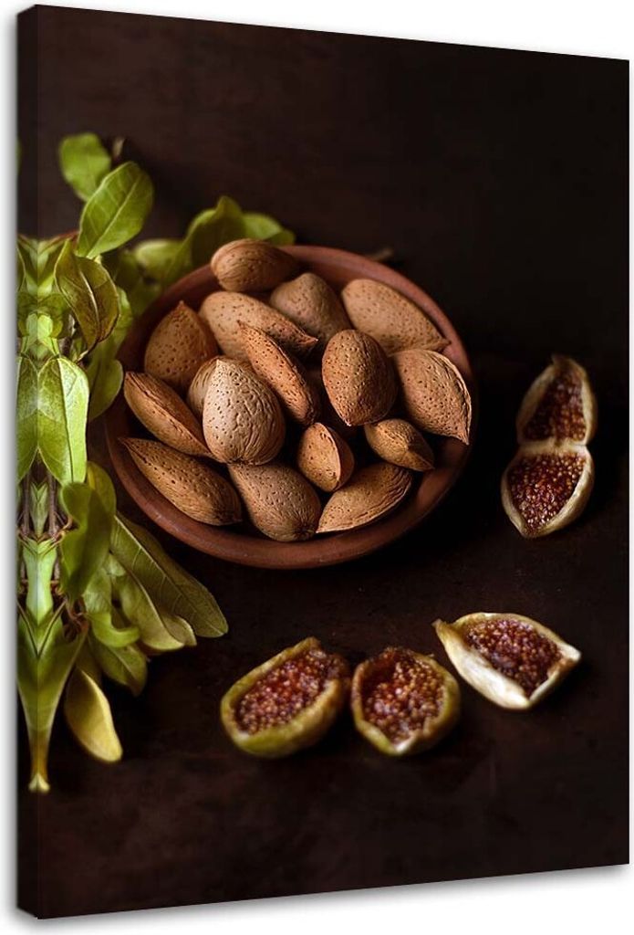 Leinwandbild mandeln in der schale 80x120 cm Feeby braun wandbild bereit zum aufhängen