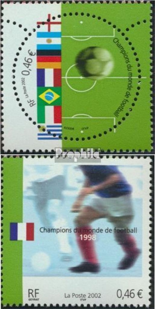Briefmarken Frankreich 2002 Mi 3620-3621 (kompl.Ausg.) postfrisch Fußballweltmeister