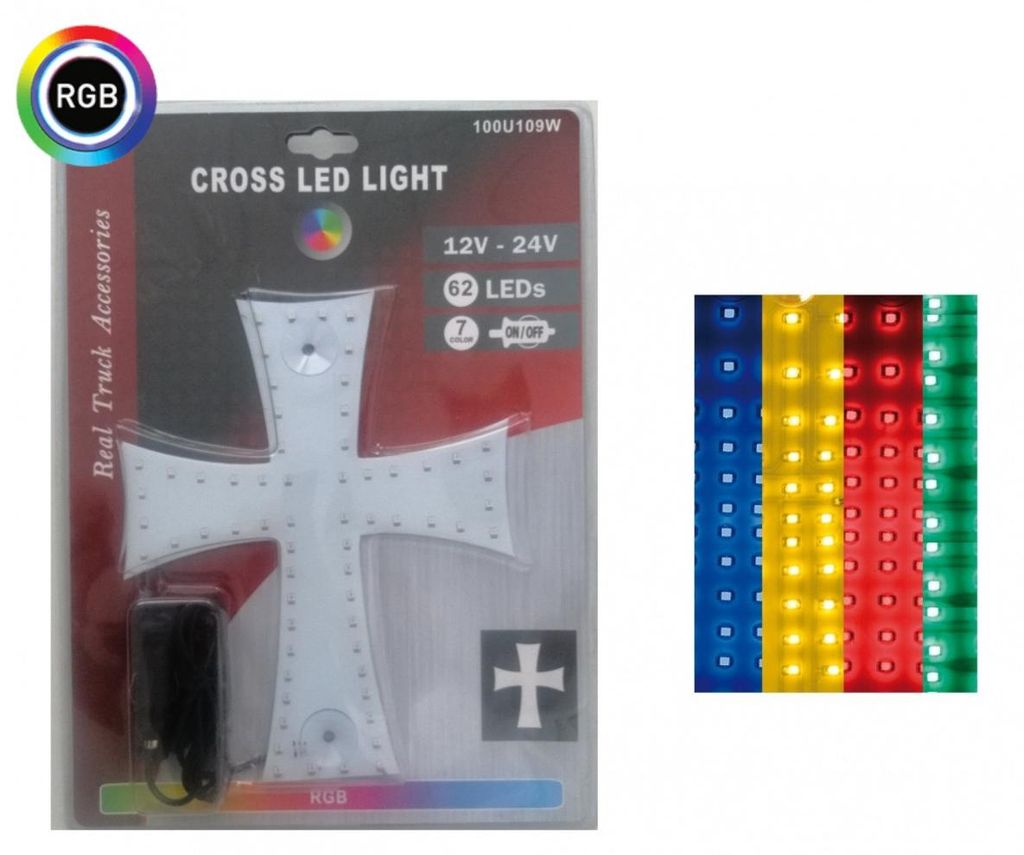 Croce luminosa a LED, multicolore (RGB), 84 LED, 12 V/24 V, Immagine del prodotto 