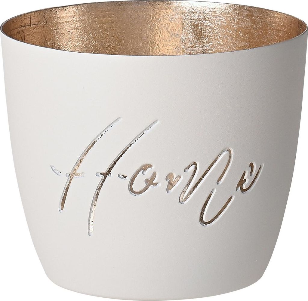 Gift Company Windlicht Madras Home M, Teelichthalter, Kerzenhalter, Eisen, Weiß, Gold, 8.5 cm, 1029804001