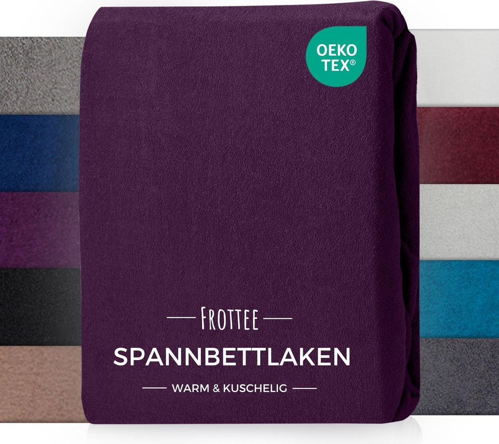 Frottee Spannbettlaken Lila 180x200 cm, Warmes Winter Bettlaken