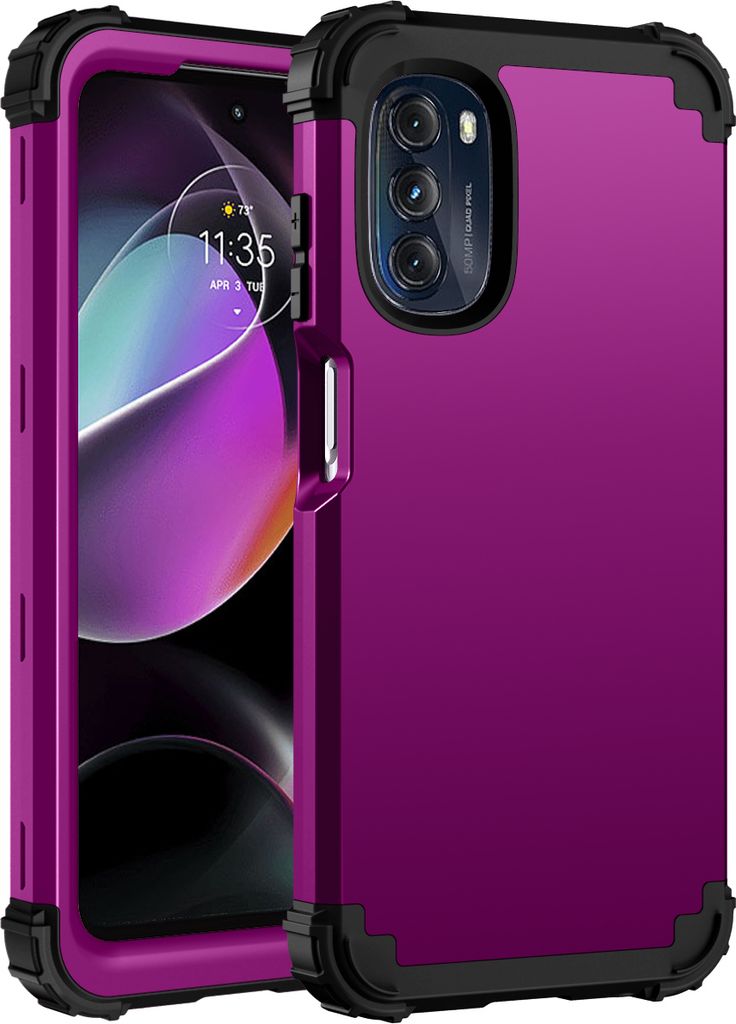 Moto G 5G 2022 Hülle, 3 in 1 Hybrid PC TPU Stossfest Robust Schutzhülle für Motorola Moto G 5G 2022 Lila