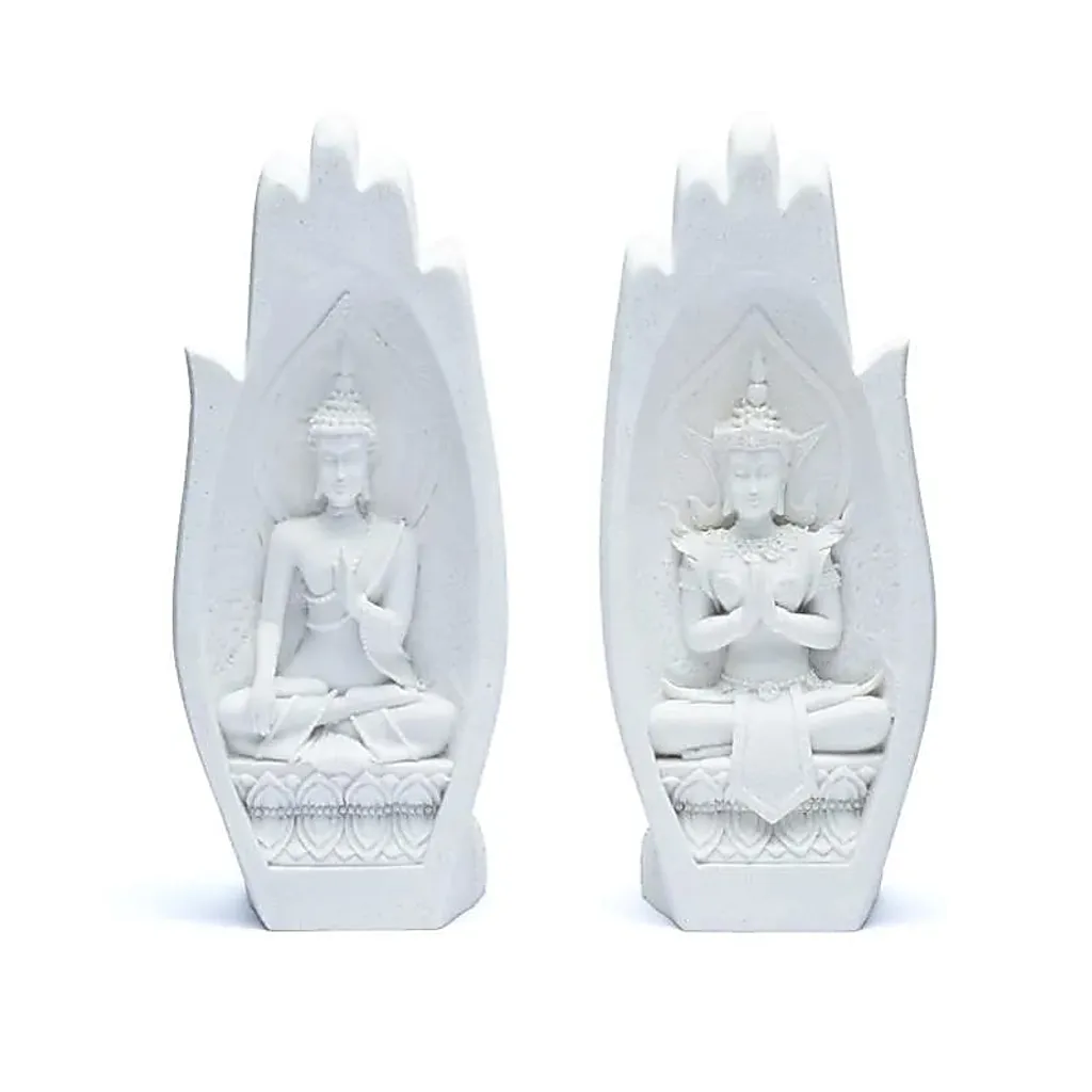 Décoration Zen Mains de Bouddha Namaste Blanche en Résine 21cm