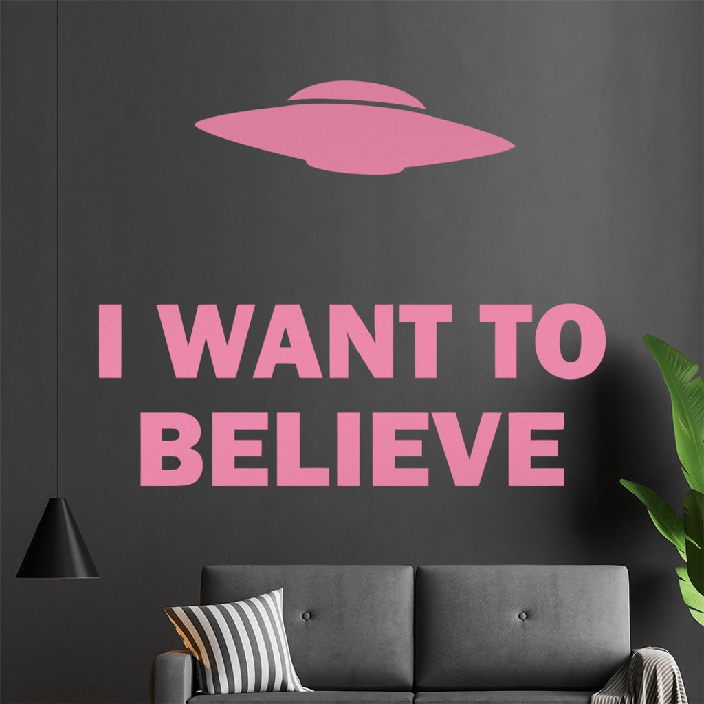KIWISTAR I want to belive - Aliens Außerirdische Flugscheiben Angriff Wandtattoo in 6 Größen - Wandaufkleber Wall Sticker - Dekoration, Küche, ...