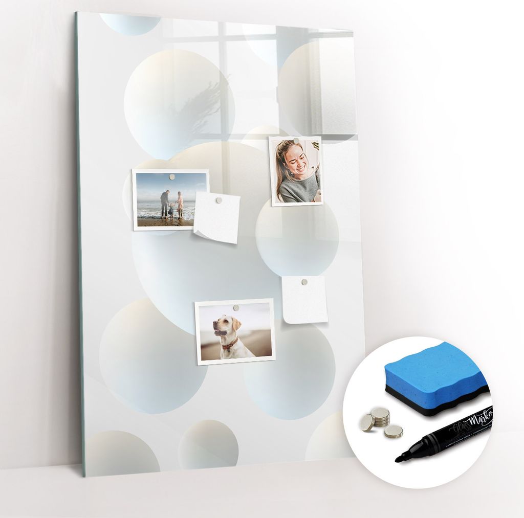 Magnetische Wandtafel - Schwarzer Marker + Schwamm + Magnete - 60 x 90 cm - Kugelabstraktion