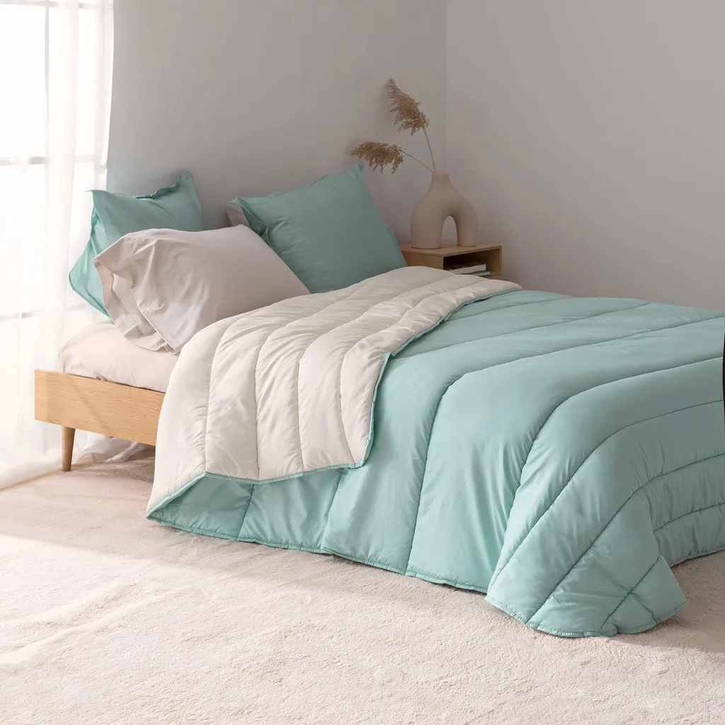 Couette Literie 240x260 pour Lit 135/140/150 - Confort Douceur Menthe