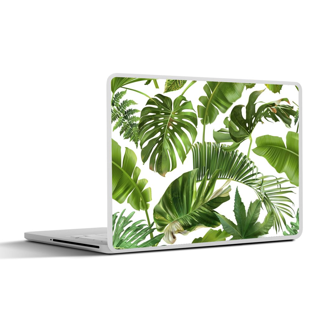 MuchoWow Laptop Aufkleber Sticker Cover Blätter - Weiß - Muster - Mädchen - Kinder - Jungen - Kinder 31x22.5 cm - Laptop-Deko