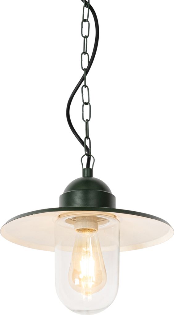 Qazqa Modern außen Pendelleuchte, Pendellampe für den Garten - Kansas - Grün, max. 60W, Geeignet für LED, 29.4cm, IP44, Rund