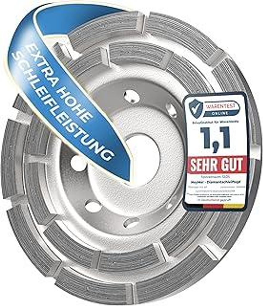 Premium Diamant Schleiftopf 125 mm – Hochleistungsdiamanten für maximale Abtragsleistung – Schleifscheibe für Winkelschleifer – Beton, Estr...
