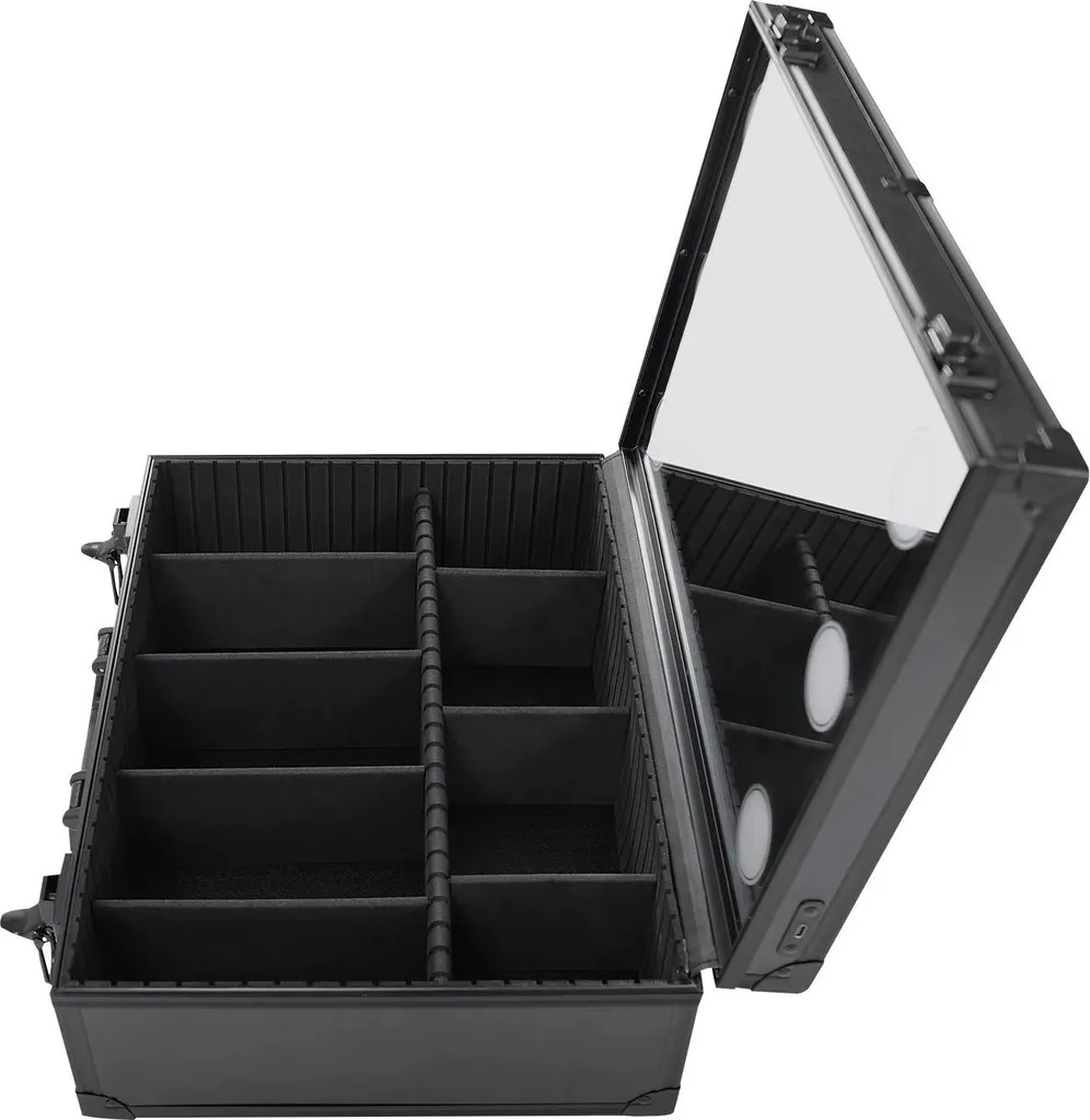 Mallette maquillage LED rechargeable et compartiments modulables noir L