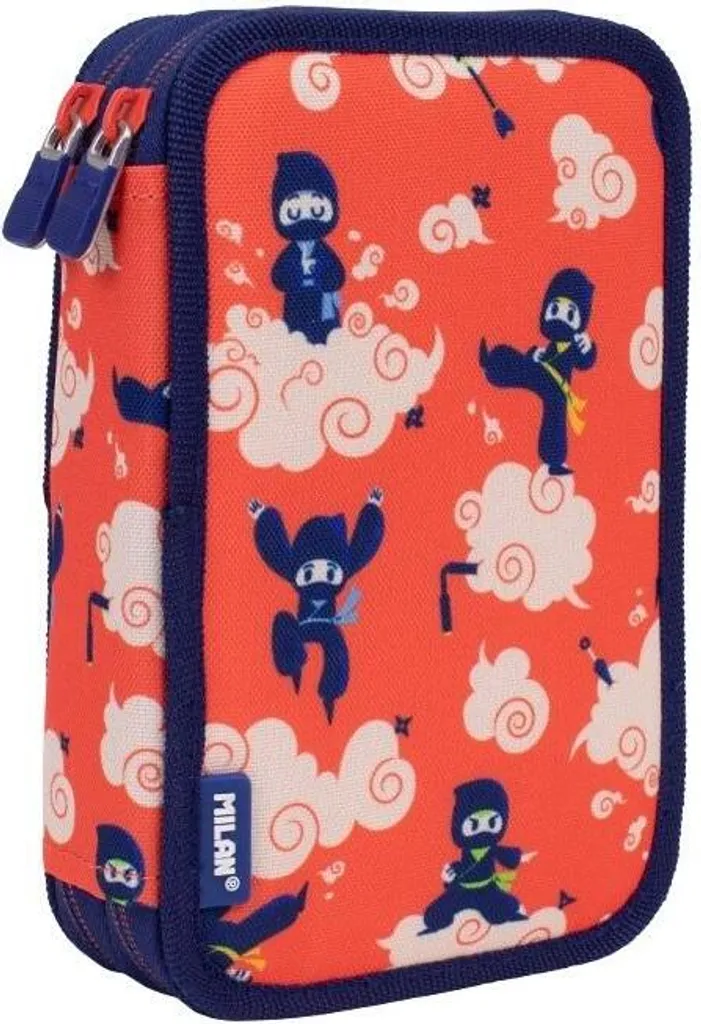 Trousse à Crayons Milan Ninjutsu 2 Étages avec Matériel de Dessin Complet