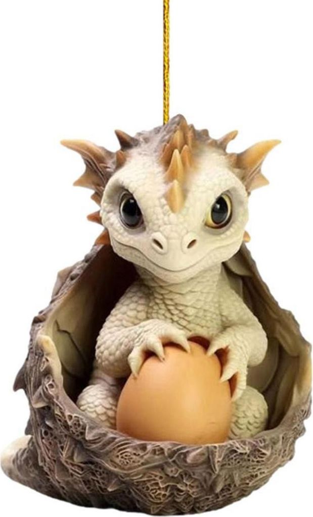 Weihnachtsanhänger, Weihnachtsbaum-Drachen-Anhänger, süßes Drachenbaby-Ei, hängendes Ornament für die Dekoration zu Hause im Auto D
