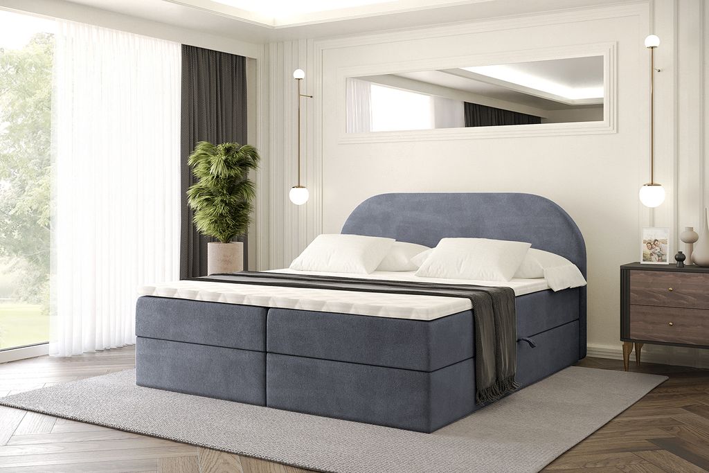 ALTDECOR Boxspringbett mit Matratze und Lattenrost, Topper, Polsterbett mit Bettkasten, Bett mit Stauraum H3-Matratze, Doppelbett, Boxbett - NOX - ...