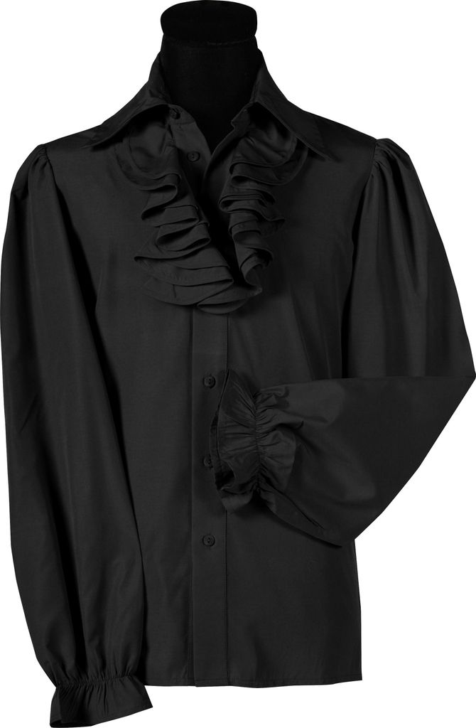 T2964-0100-3XL schwarz Herren Piraten-Barock Rüschenhemd Deluxe Gr.3XL=64