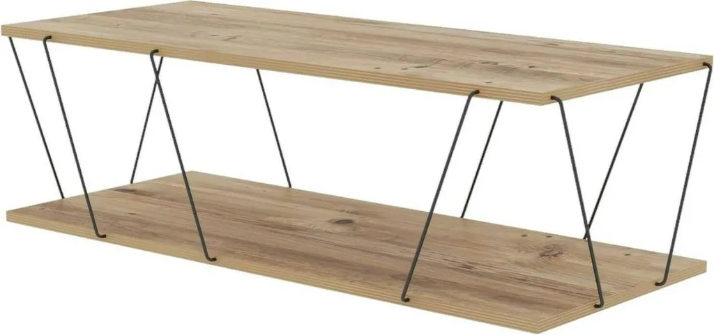 Table de Salon Chêne Marron 120cm Sarika : Design avec Porte-revues