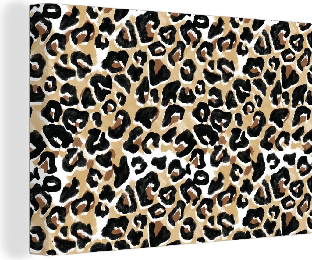 OneMillionCanvasses - Leinwandbilder - 150x100 cm, Panther Druck - Aquarell - Braun, Wandbilder Kunstdruck Wanddekoration