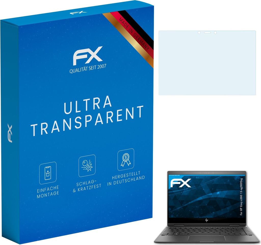 atFoliX FX-Clear 2x Schutzfolie kompatibel mit HP Envy x360 13-ag0005ng Displayschutzfolie
