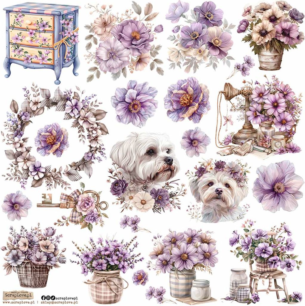 AUFKLEBER - ScrapLove - Violet Flowers - Violette Blumen