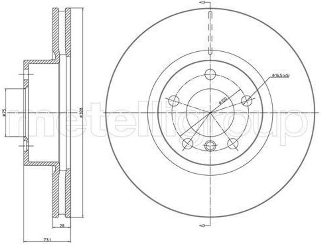 2x METELLI Bremsscheibe 23-1260C für BMW X3 (F25) X4 (F26) 73 1mm 328 0mm