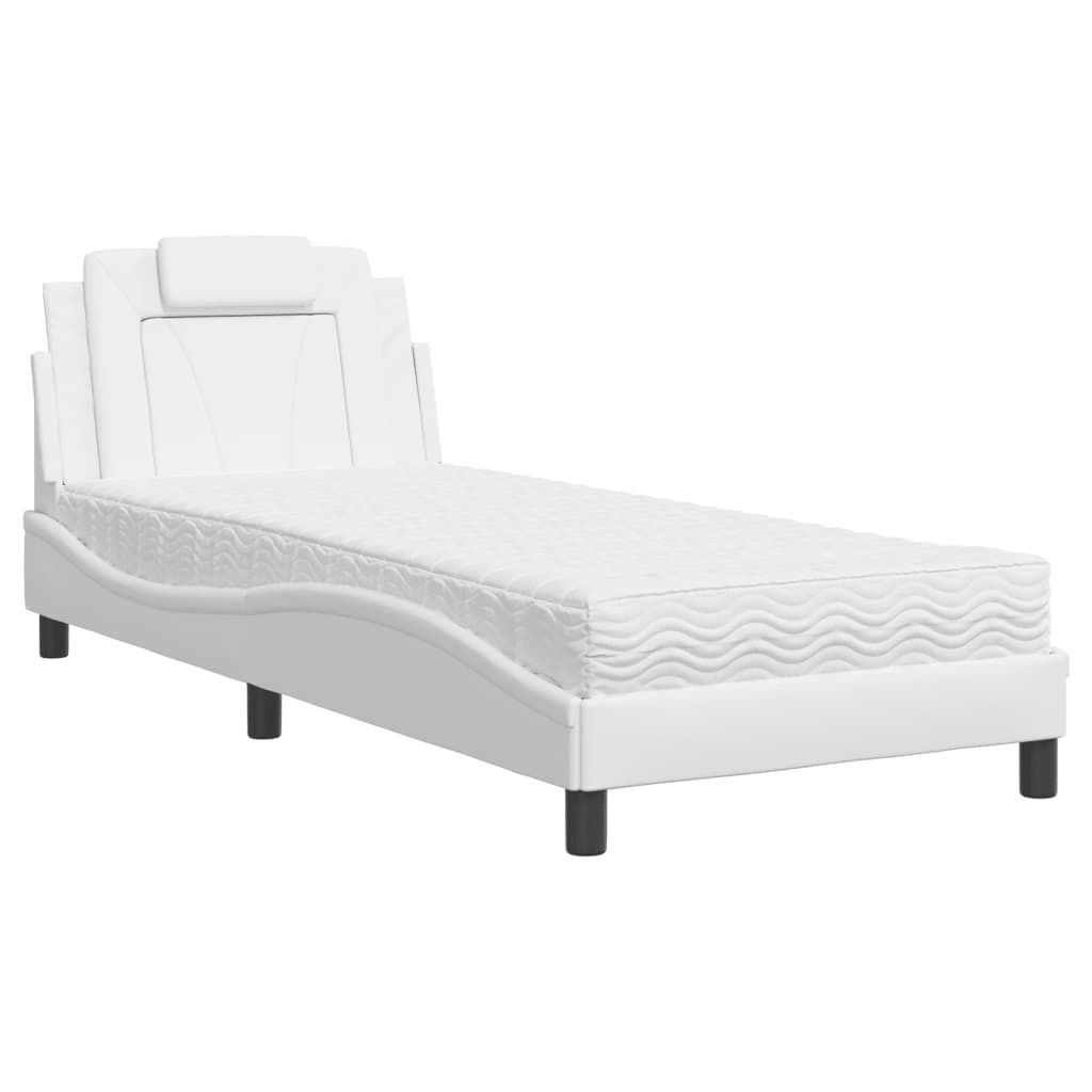 Bett "Viana" mit Matratze Weiß 90x200 cm Kunstleder