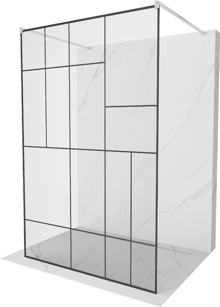 Mexen Kioto freistehende Duschwand 100 x 200 cm, schwarzes Muster 8 mm, gebürstetes Nickel - 800-100-002-97-78