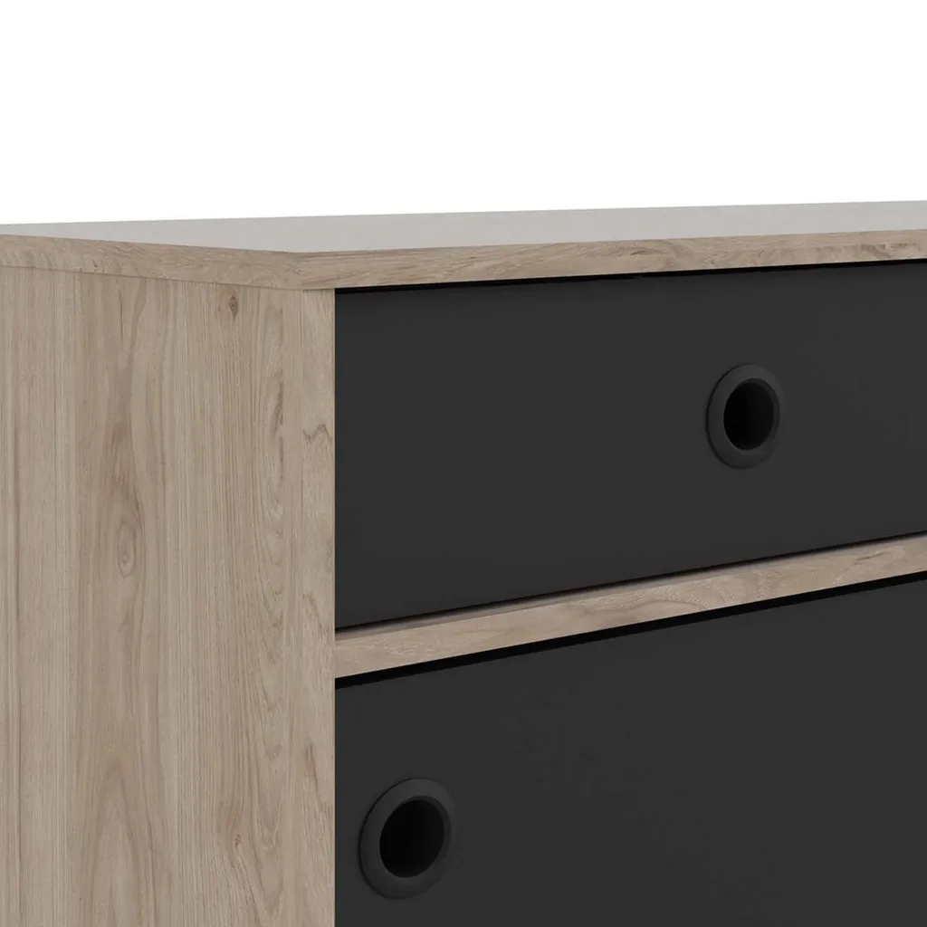 Buffet Penny gain de place : rangement optimal chêne Hickory et noir mat - 5