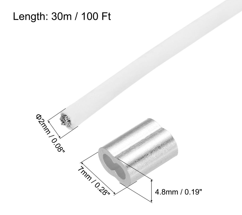 Drahtseil Edelstahl 30M x 2 mm Stahlseil PVC ummantelt mit 10 Aluminiumhš¹lsen Sicherungsdraht Aufh?ngedraht Drahtkabel W?scheleine fš¹r Bilder...