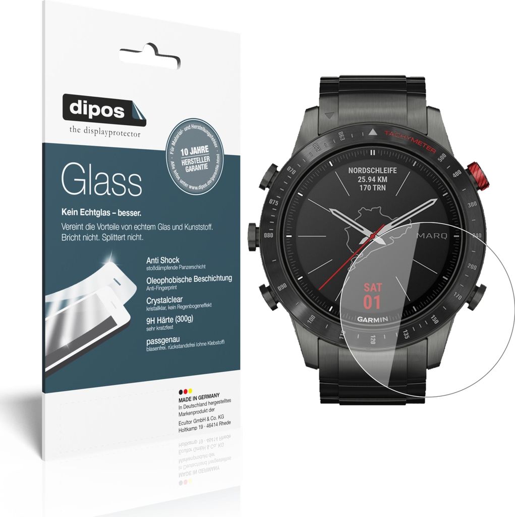 1x Schutzfolie für Garmin MARQ Driver - Anti-Shock 9H Folie dipos Glass Kunststoffglas
