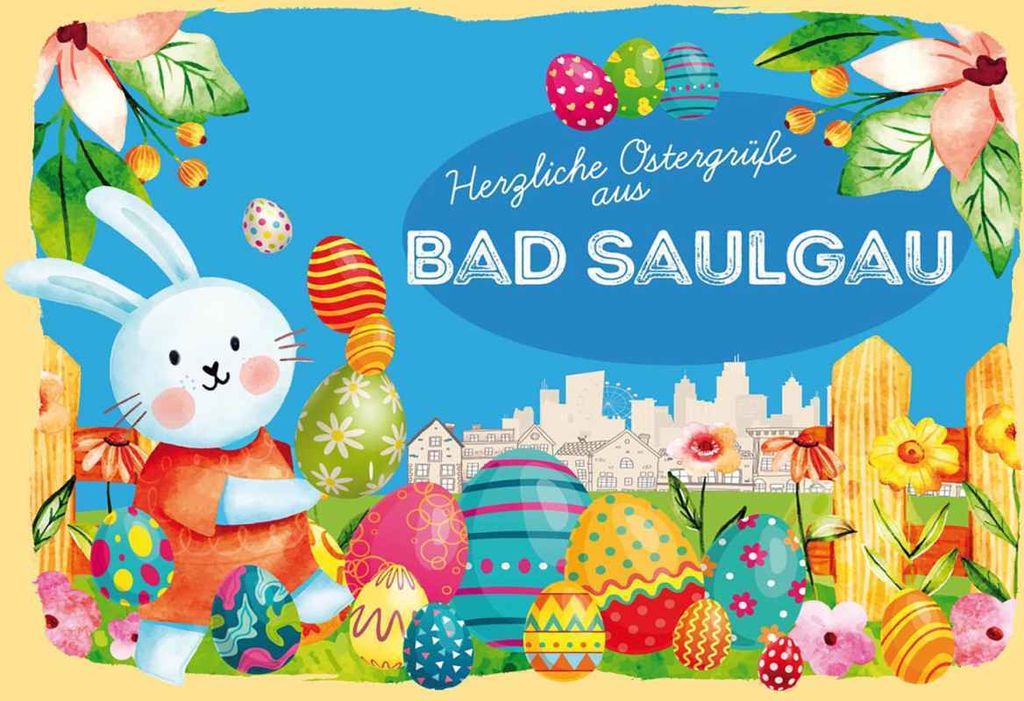 vianmo Holzschild 20x30 cm Ostergrüße BAD SAULGAU Ostern