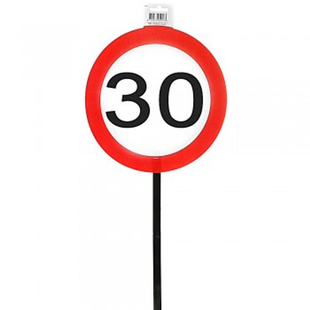 Schild 30 mit Stab zum 30. Geburtstag
