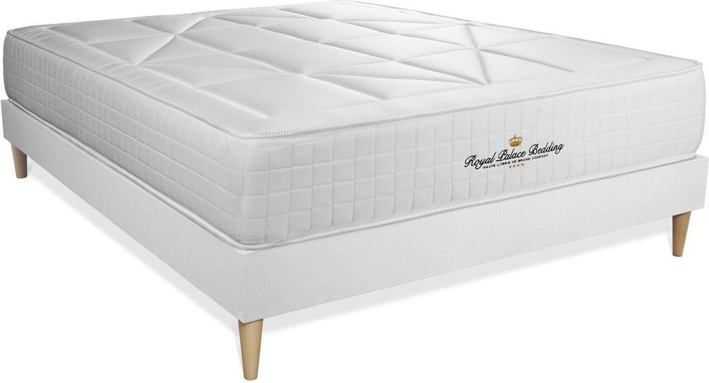 Matratze Windsor 180 x 210 cm + Bettgestell mit lattenrost , Härtegrad 2 , Memory-Schaum und Taschenfeder , Höhe : 26 cm