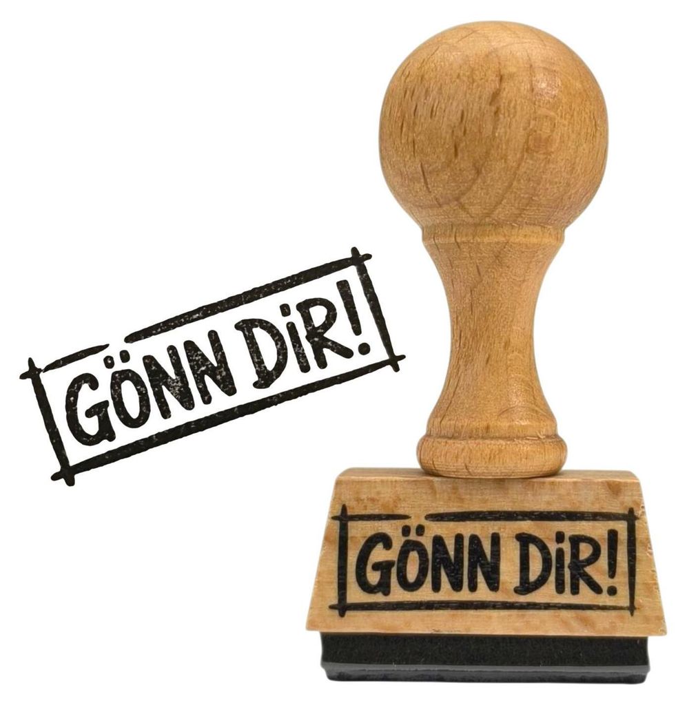 Holzstempel "Gönn dir!" robust eckiges Design 3,5 x 1,5 cm Produktbild 