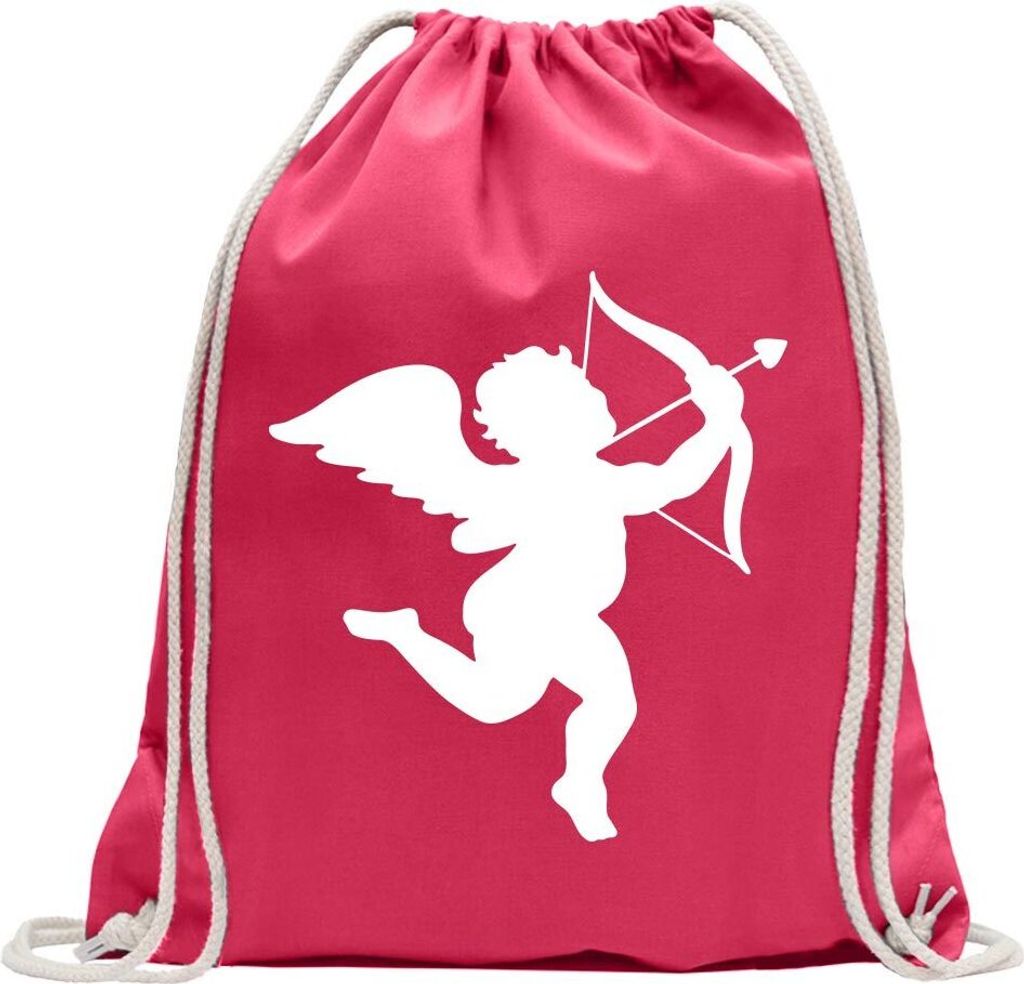Kiwistar - Turnbeutel - pink - Engel Profil - Liebesengel - Amor - Fun Rucksack Sport Beutel Gymsack Baumwolle mit Ziehgurt