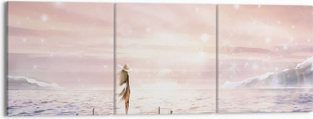 Bild auf Leinwand - Leinwandbild - 3 Teile - Brücke Frau die Sterne - 150x50cm - Wand Bild - Wanddeko - Wandbilder - Leinwanddruck - Bilder - Wand...