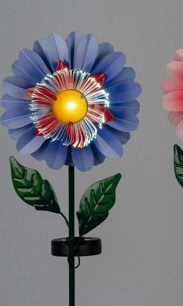 Gartenstecker Blume mit Solarlicht lila H. 85cm aus Metall Formano Garten S25