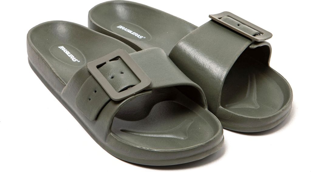BRASILERAS Damen Zehensandalen mit rutschfester Sohle bequem schuhe für strand/schwimmbad/stadt militärgrün 38 EU - UBFAP