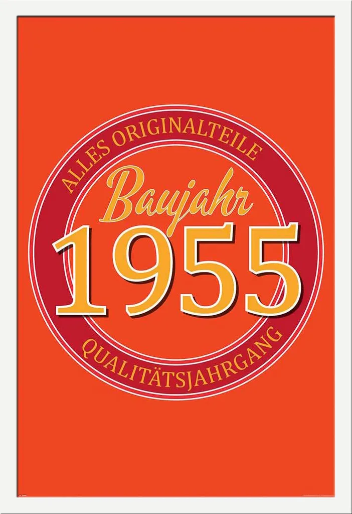 Poster Vintage 1955 Shinsuke Cornice Bianca MDF - Gift Idee 70 Anni