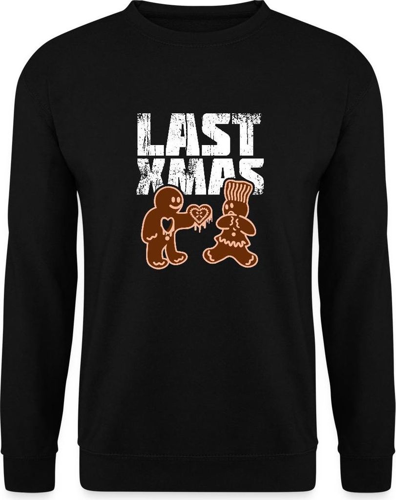 Spreadshirt Last Xmas Lustig Lebkuchen Herz Weihnachten Uni Pullover, 3XL, Schwarz