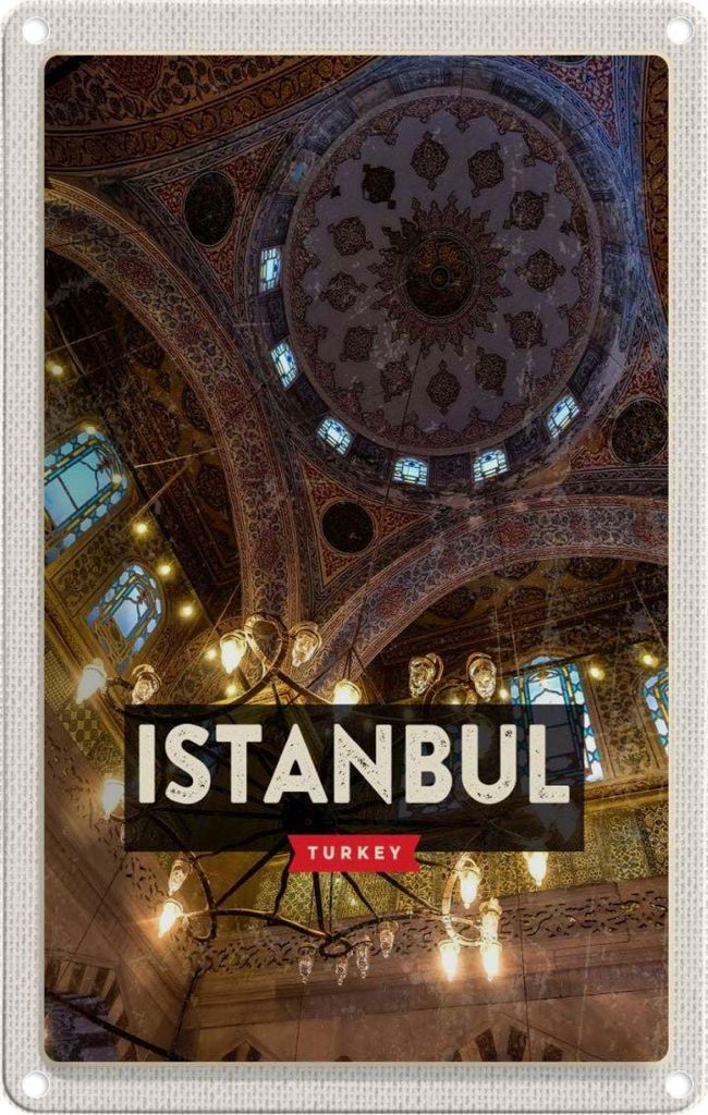 vianmo Blechschild 30x20 cm Retro Istanbul Turkey Moschee Bildmotiv Reisemotiv Abenteuer Reisen Urlaub