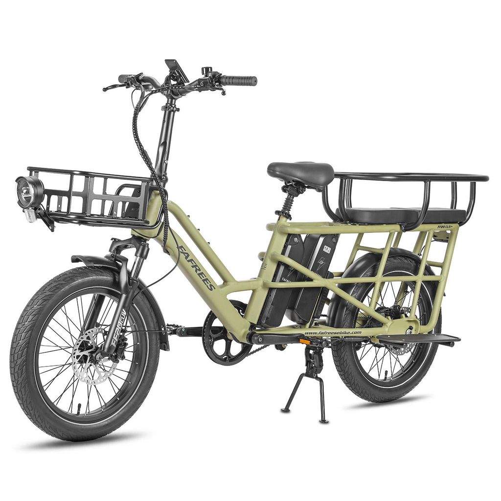 FAFREES FF20 CUV Familien-Longtail E-Cargo-Bike – Modulares E-Bike mit Dual-Akku & 200 kg Traglast Grau+Mijia Luftpumpe 2nd+Kindersitze
