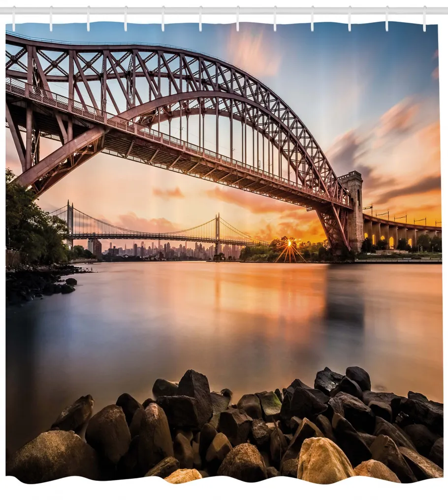 Tenda Doccia New York Sunset 175x240cm - Design ABAKUHAUS Marrone Blu - 2