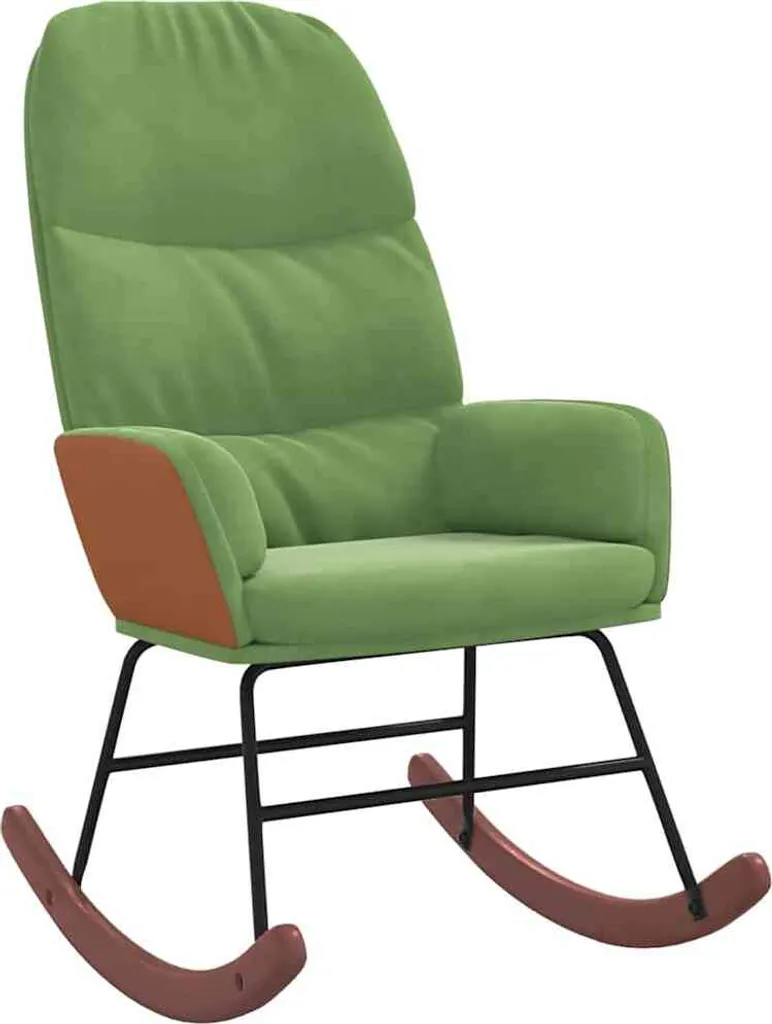 Sedia a Dondolo Verde SYFAX in Velluto | Comfort Artigianale per Casa