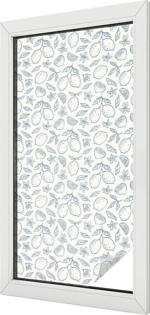 Buntglas Fensterfolie – 100x100 cm – Stained-Glass Design – blickdichte dekorative Sichtschutzfolie – selbstklebend, UV-Schutz – Zitronen...