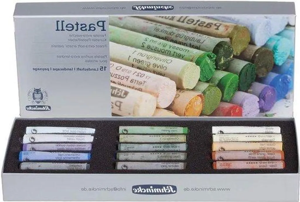 Set de pastels pour paysages - 15 couleurs intenses pour dessin d'art