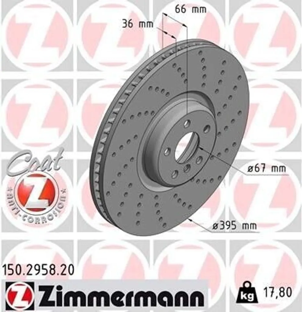 Disque de frein haute résistance Zimmermann 150.2958.20 pour BMW X5 F95