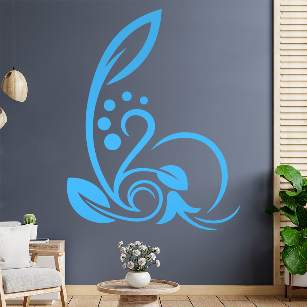Blätter - Linien Punkte Wandtattoo in 6 Größen - Wandaufkleber Wall Sticker - Dekoration, Küche, Wohnzimmer, Schlafzimmer, Badezimmer